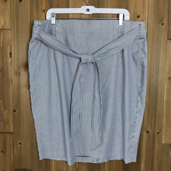 Lane Bryant Womens Striped Blue White Belted Pencil Skirt Sz 22 - Picture 2 of 15